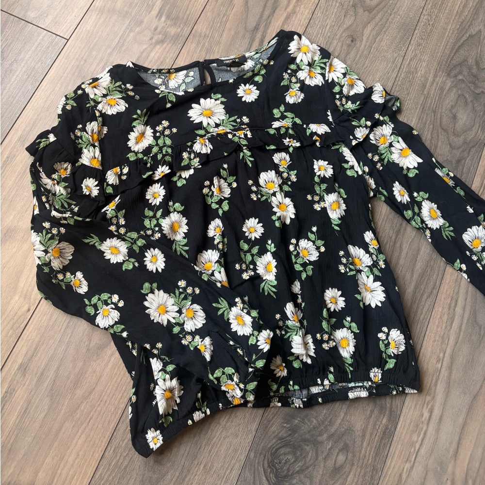 Forever 21 Black Floral Top